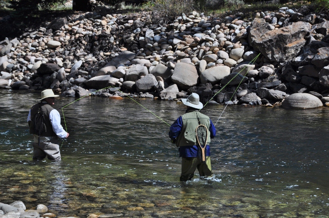 anglers in the East River in Almont